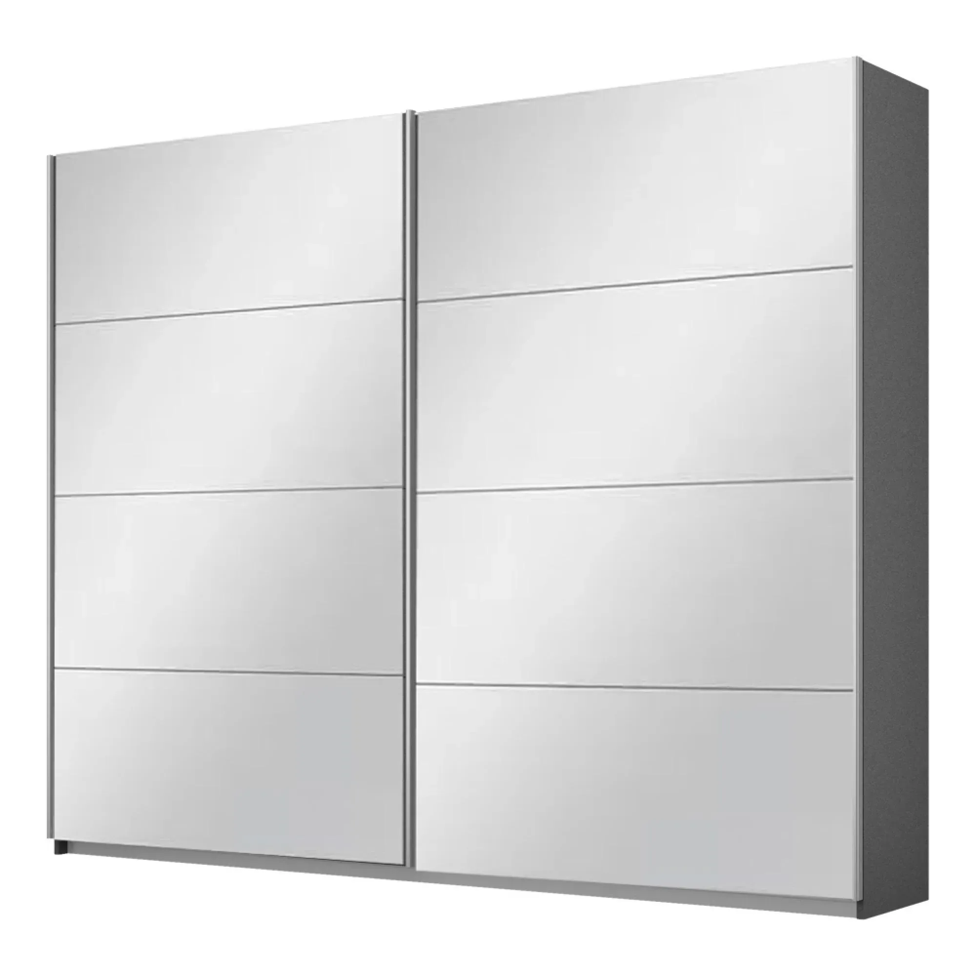 Belluno 226cm 2 Door Sliding Mirrored Wardrobe - Metallic Dark Grey