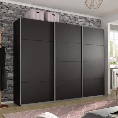 Belluno 3 Door Sliding Wardrobe - Metallic Dark Grey