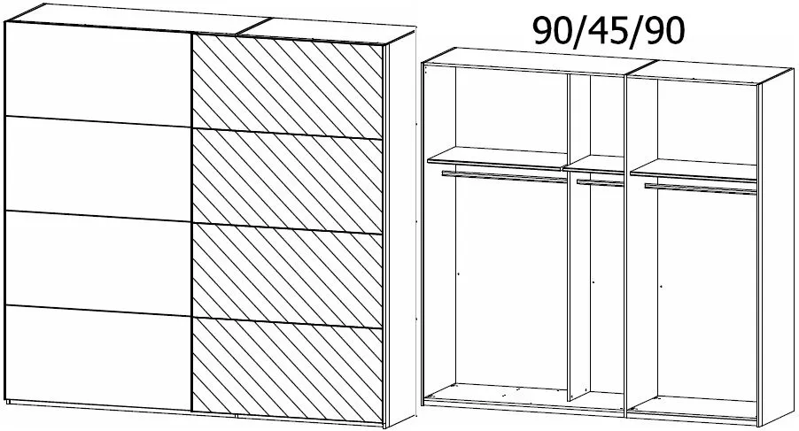 Beluga Extra 2 Door Mirror Sliding Wardrobe - Graphite
