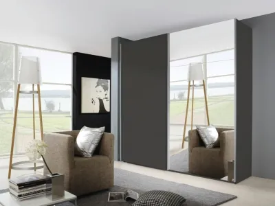 Beluga Extra 2 Door Mirror Sliding Wardrobe - Graphite