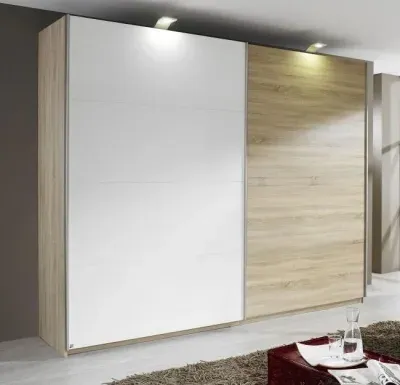 Beluga Extra 2 Door Sliding Wardrobe - Oak, White