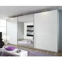 Beluga Extra 3 Door Mirror Sliding Wardrobe - White Gloss