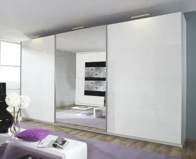 Beluga Extra 3 Door Mirror Sliding Wardrobe - White Gloss