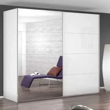Beluga-Extra Glass Sliding Wardrobe - White