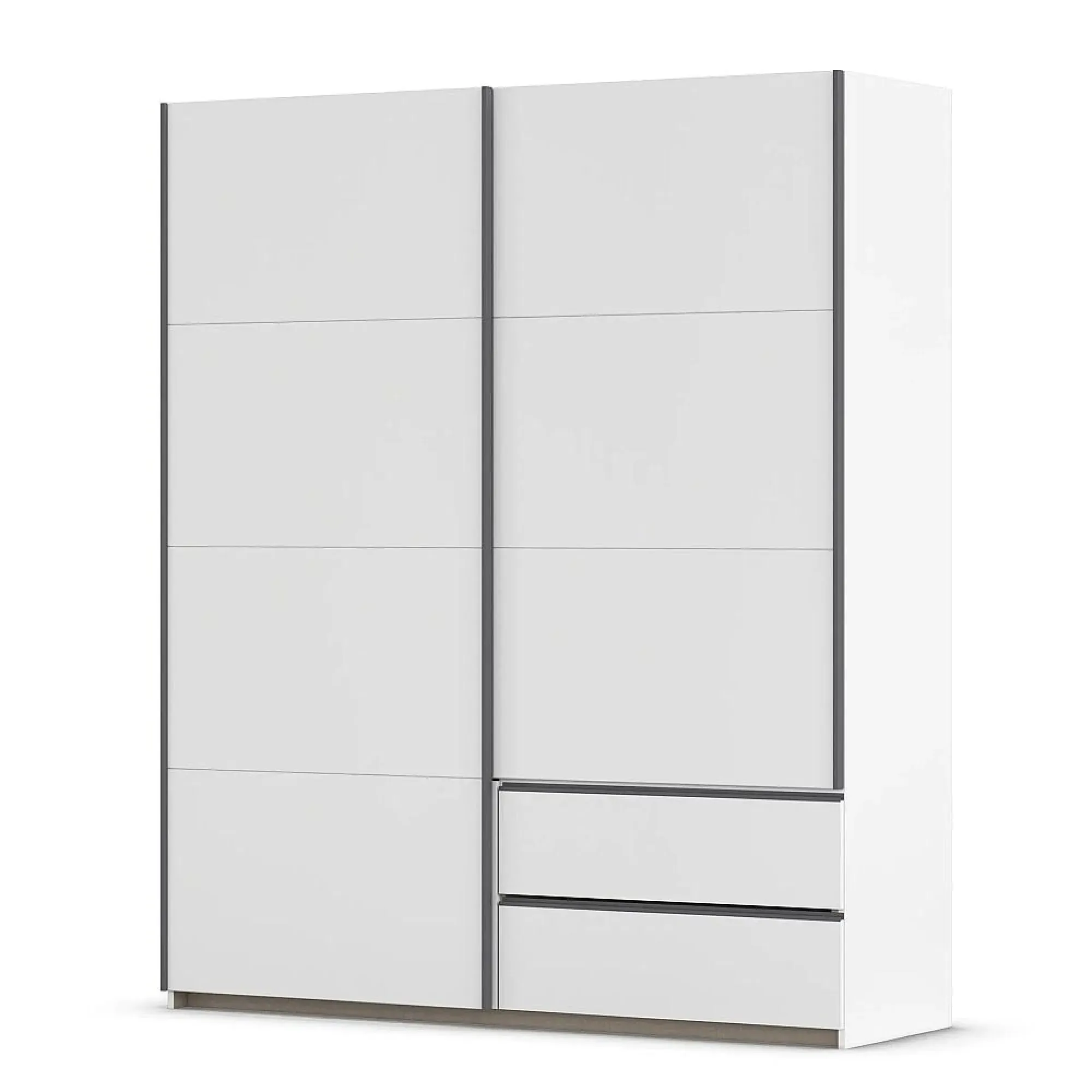 Ben 175cm 2 Door Sliding Wardrobe with Drawer - Alpine White