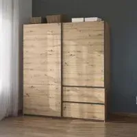 Ben 175cm 2 Door Sliding Wardrobe with Drawer - Artisan Oak