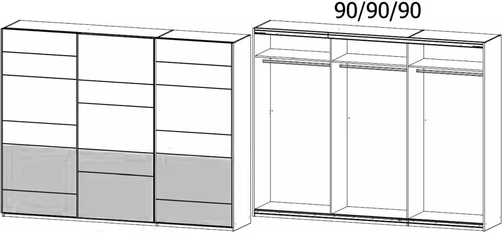 Bilbao-Extra 3 Door Sliding Wardrobe - Oak, Grey