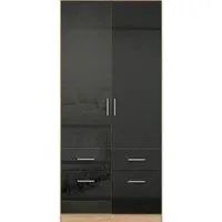 Celle 2 Door Combi Wardrobe - Black, Oak