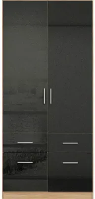 Celle 2 Door Combi Wardrobe - Black, Oak image