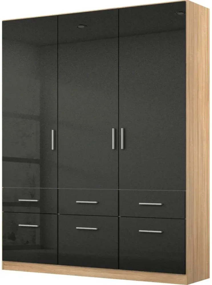 Celle 3 Door Combi Wardrobe - Black, Oak