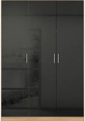 Celle 3-Door Wardrobe - Black, Oak image