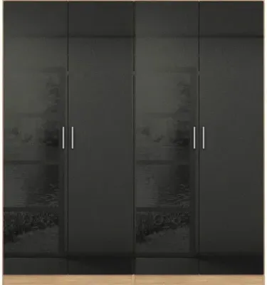 Celle 4 Door Wardrobe - Black, Oak image