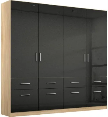 Celle 4 Door Wardrobe - Black, Oak