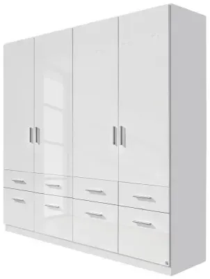 Celle 4-Door Wardrobe with Drawers - White