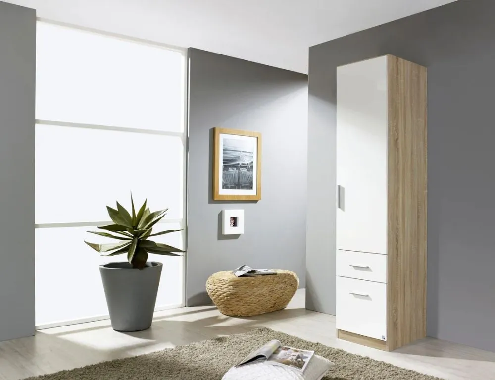 Celle 47cm Wardrobe with Drawers RH Door - Sonoma Oak, White