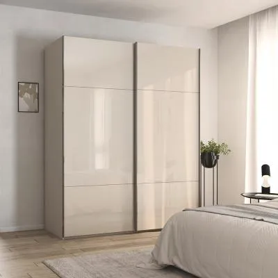 Contido 181cm 2 Door Sliding Wardrobe with Extras - Champagne Glass