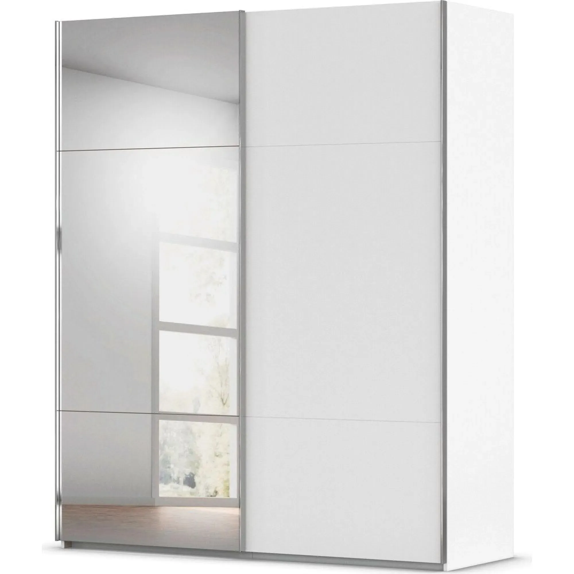 Contido 2 Door Sliding Mirror Wardrobe with Extras - Alpine White
