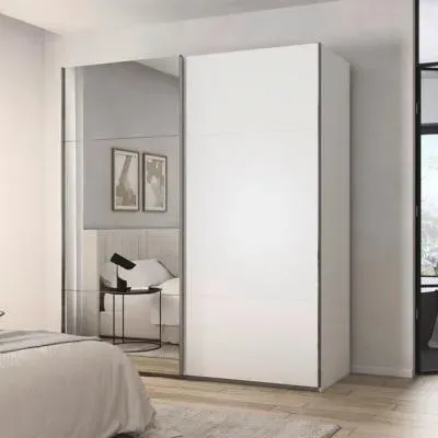 Contido 2 Door Sliding Mirror Wardrobe with Extras - Alpine White image