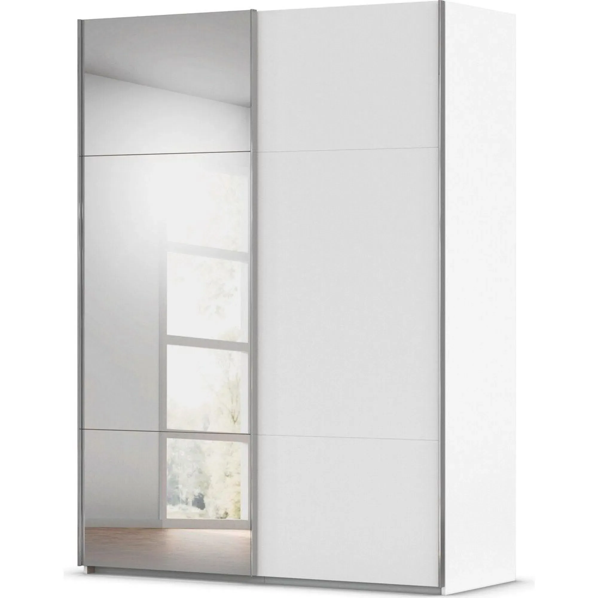 Contido 2 Door Sliding Mirror Wardrobe with Extras - Alpine White