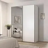 Contido 2 Door Sliding Mirror Wardrobe with Extras - Alpine White