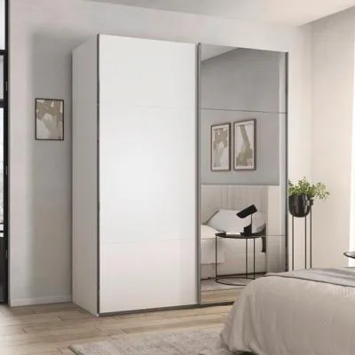 Contido 2 Door Sliding Mirror Wardrobe with Extras - Alpine White image