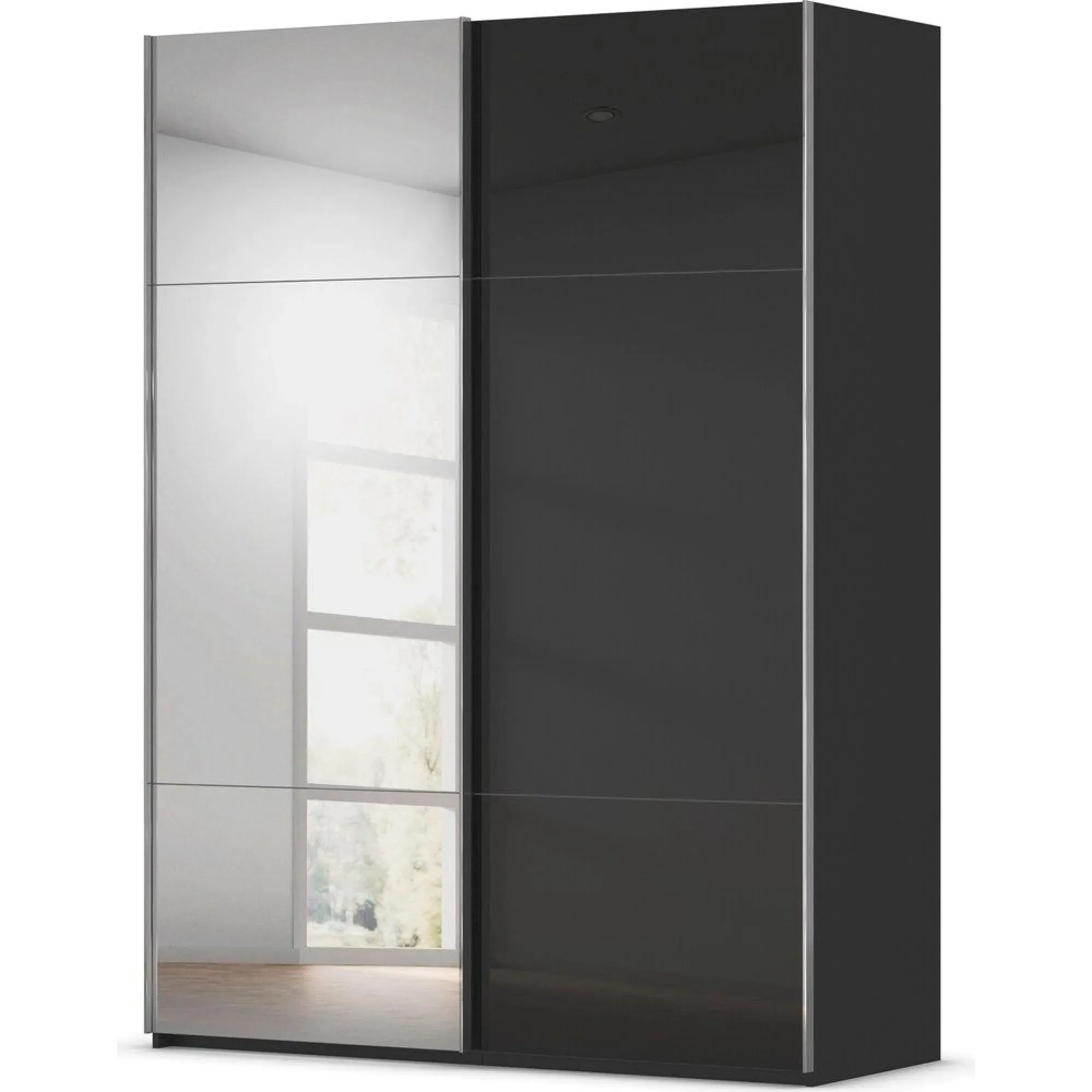 Contido 2 Door Sliding Mirror Wardrobe with Extras - Black