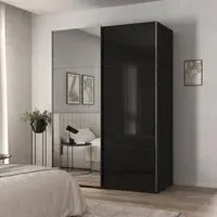 Contido 2 Door Sliding Mirror Wardrobe with Extras - Black