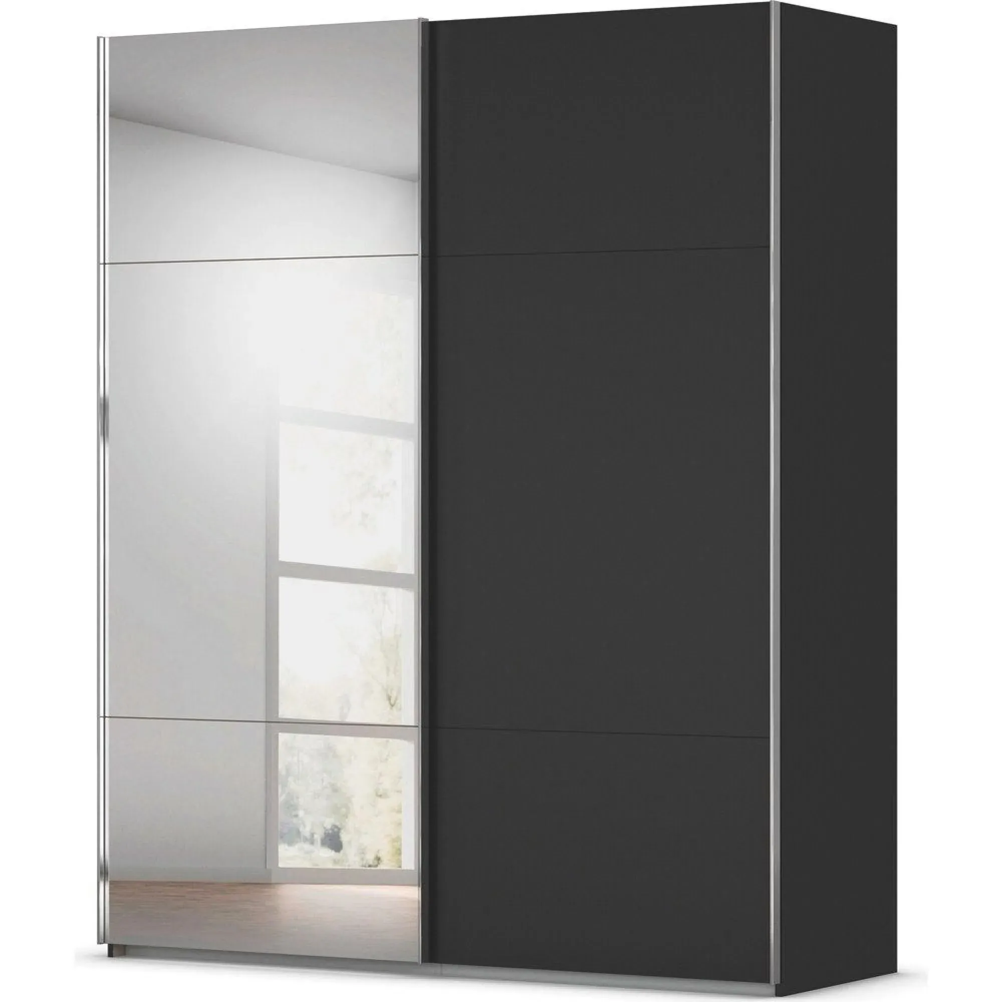 Contido 2 Door Sliding Mirror Wardrobe with Extras - Black