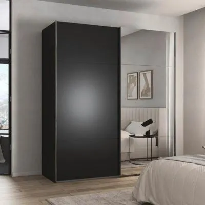 Contido 2 Door Sliding Mirror Wardrobe with Extras - Black