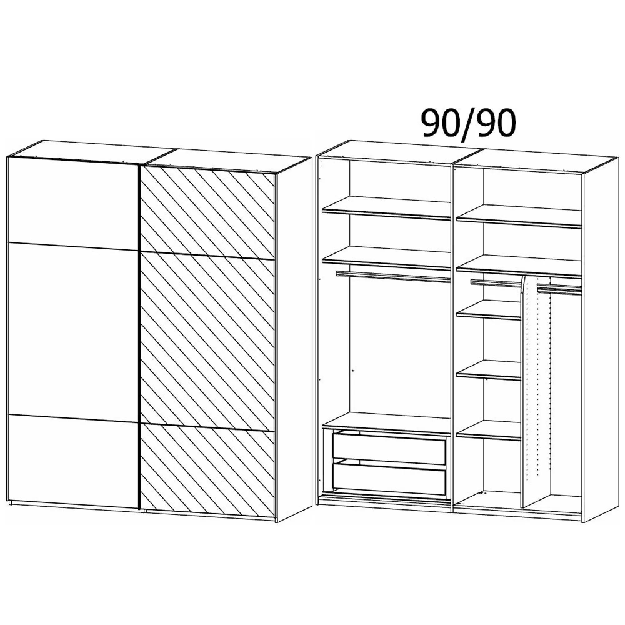 Contido 2 Door Sliding Mirror Wardrobe with Extras - Champagne