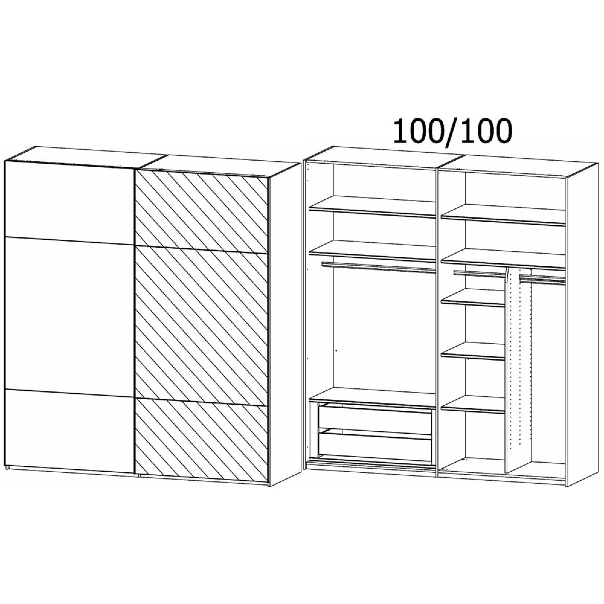 Contido 2 Door Sliding Mirror Wardrobe with Extras - Champagne