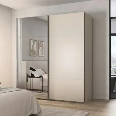 Contido 2 Door Sliding Mirror Wardrobe with Extras - Champagne