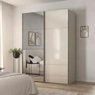 Contido 2 Door Sliding Mirror Wardrobe with Extras - Champagne Glass
