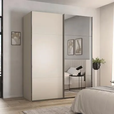 Contido 2 Door Sliding Mirror Wardrobe with Extras - Champagne