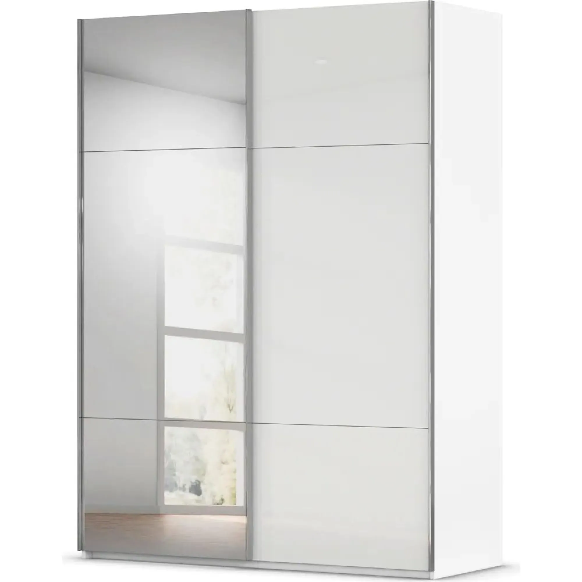 Contido 2 Door Sliding Mirror Wardrobe with Extras - Crystal White