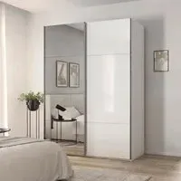 Contido 2 Door Sliding Mirror Wardrobe with Extras - Crystal White