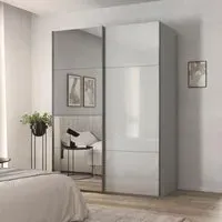 Contido 2 Door Sliding Mirror Wardrobe with Extras - Silk Grey