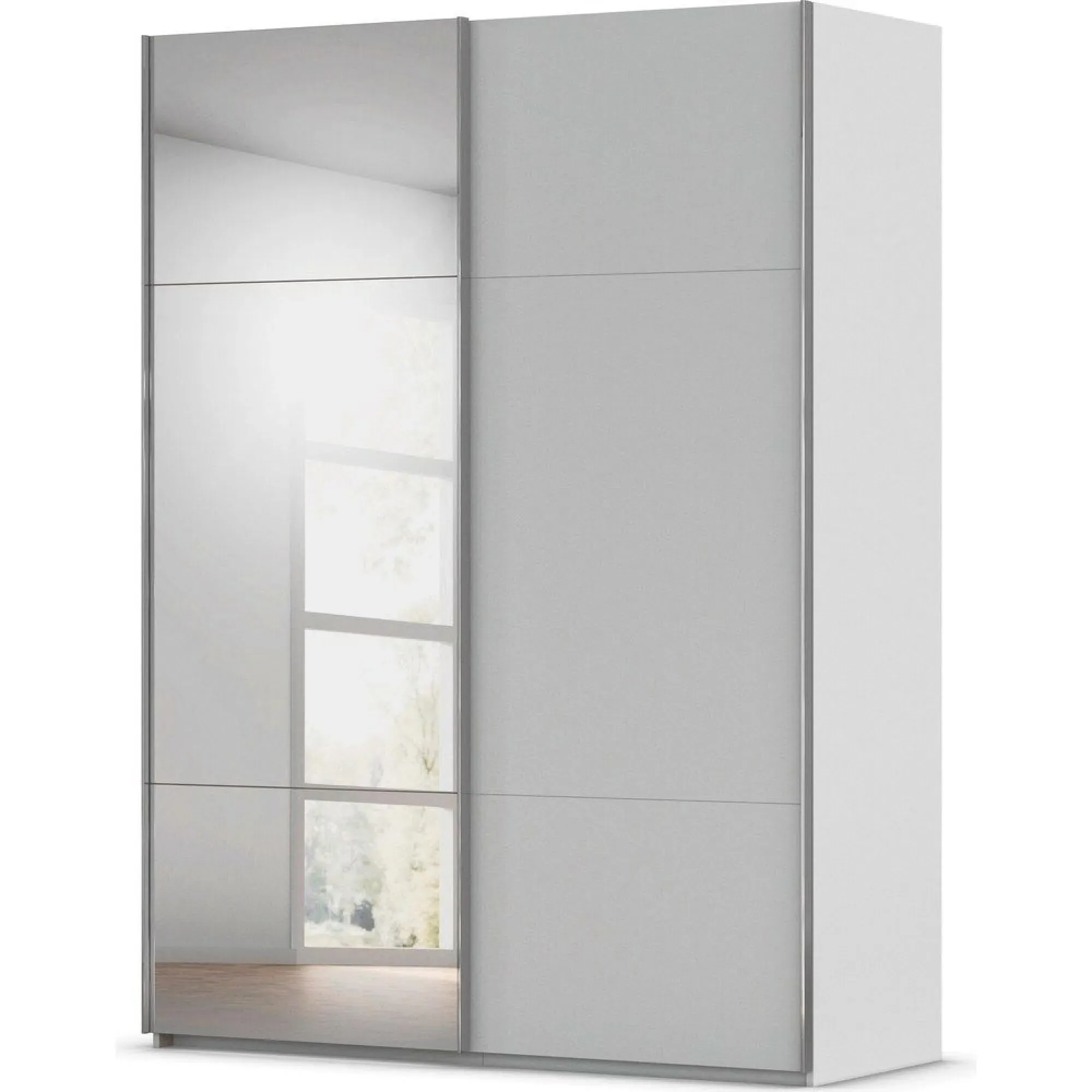 Contido 2 Door Sliding Mirror Wardrobe with Extras - Silk Grey