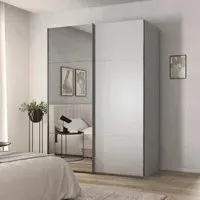 Contido 2 Door Sliding Mirror Wardrobe with Extras - Silk Grey