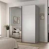 Contido 2 Door Sliding Mirror Wardrobe with Extras - Silk Grey
