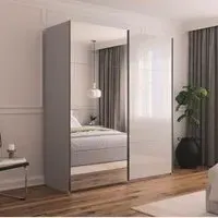 Contido 2 Door Sliding Mirror Wardrobe with Extras - Silk Grey
