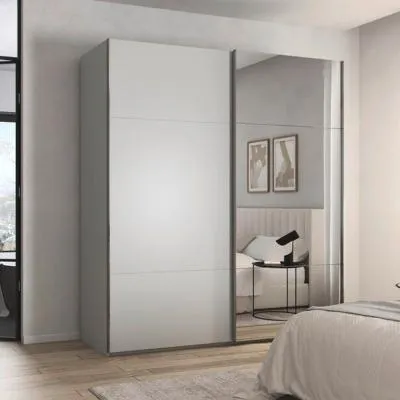 Contido 2 Door Sliding Mirror Wardrobe with Extras - Silk Grey