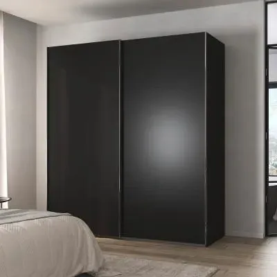 Contido 2 Door Sliding Wardrobe with Extras - Black