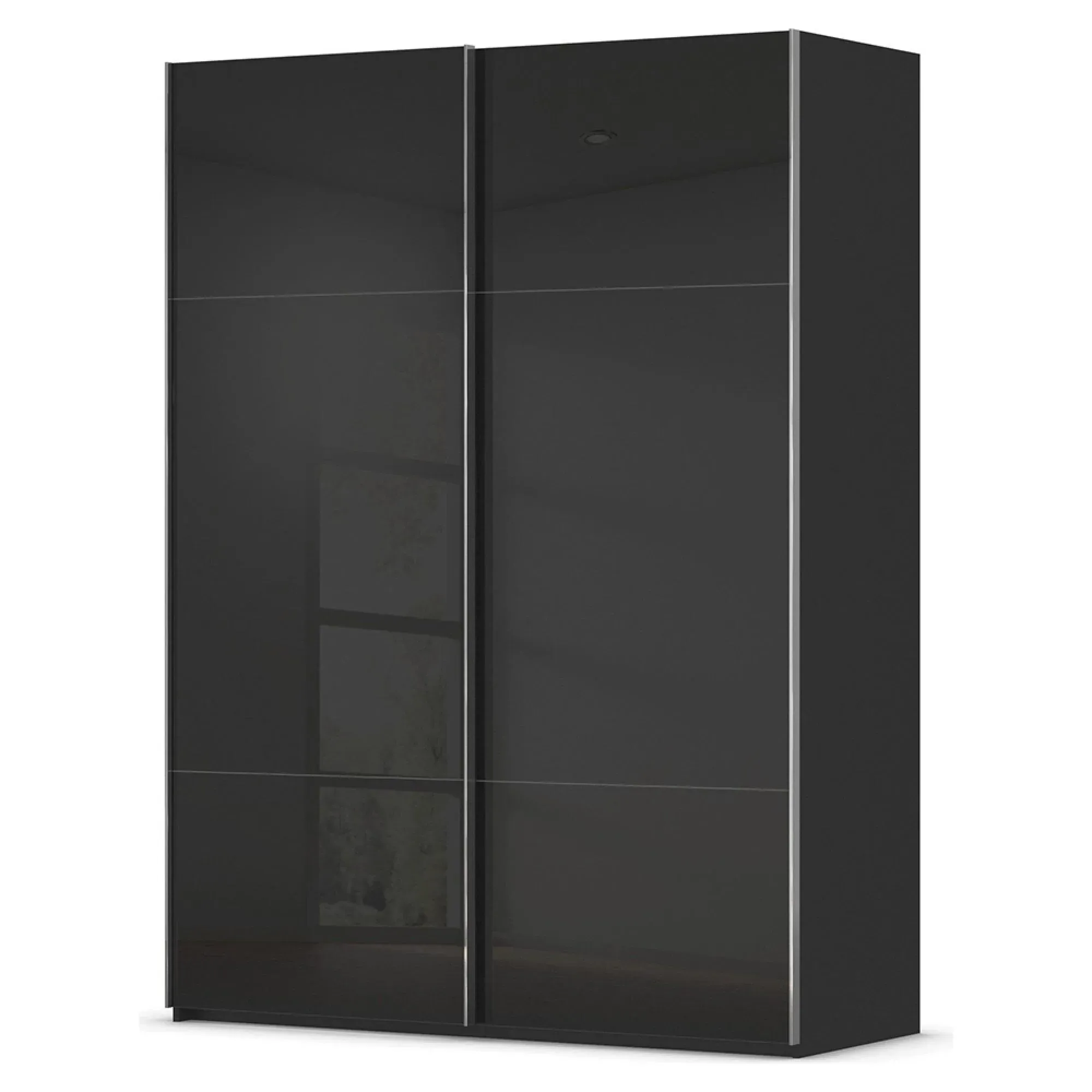 Contido 2 Door Sliding Wardrobe with Extras - Black Glass