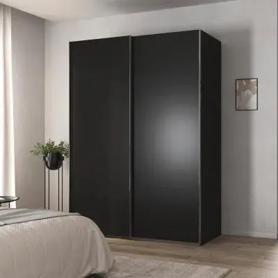 Contido 2 Door Sliding Wardrobe with Extras - Black