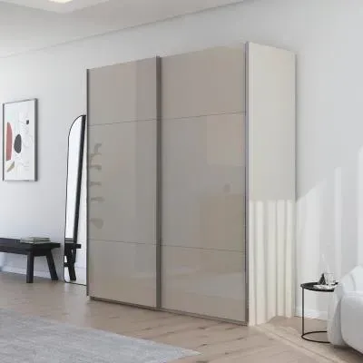 Contido 2 Door Sliding Wardrobe with Extras - Champagne Glass