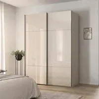 Contido 2 Door Sliding Wardrobe with Extras - Champagne Glass
