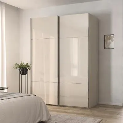 Contido 2 Door Sliding Wardrobe with Extras - Champagne Glass