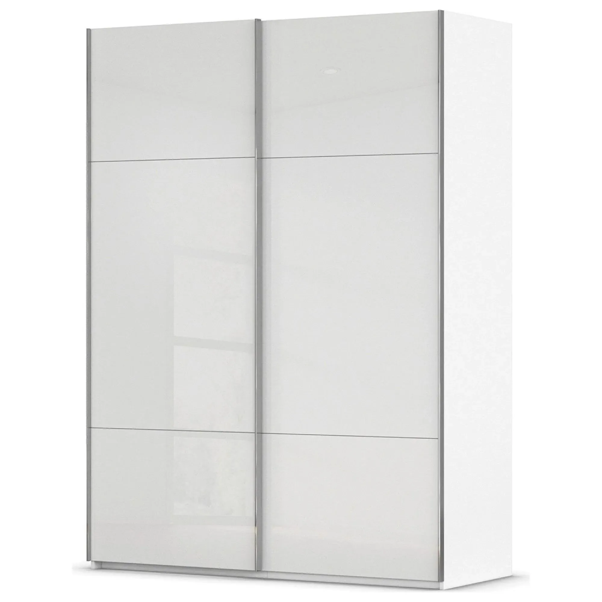 Contido 2 Door Sliding Wardrobe with Extras - Crystal White Glass