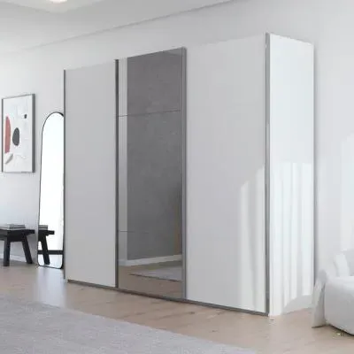Contido 3 Door Sliding Mirror Wardrobe with Extras - Alpine White image